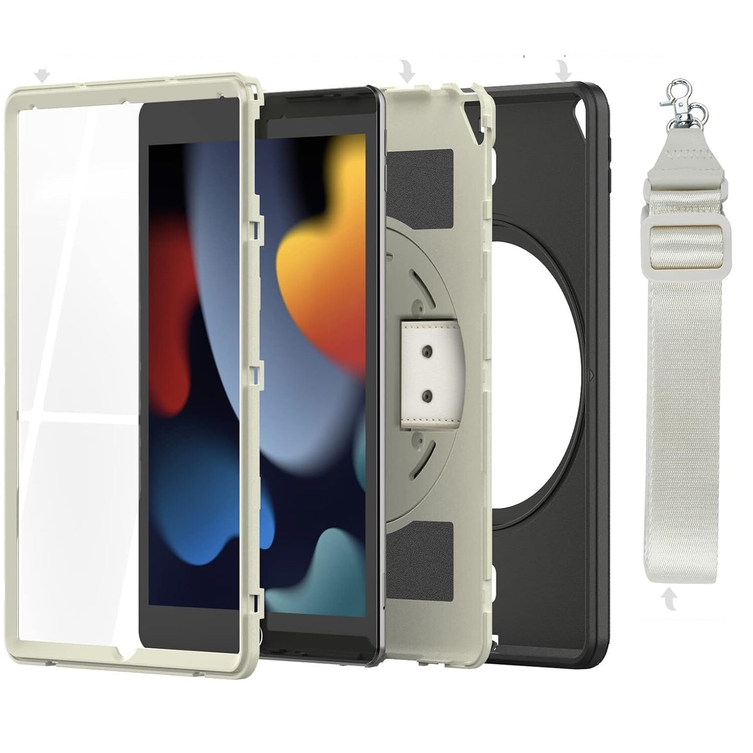 Husa pentru iPad Pro 10,5"/Air 10,5", gri, cu suport rotativ 360° si curea de umar