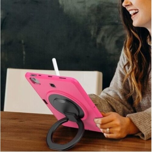 Husa pentru iPad Pro 11" cu suport rotativ, loc pentru rand, roz