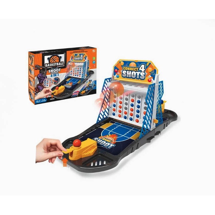 Joc de Masa Mini Baschet Interactiv pentru Copii, pentru 2 Jucatori, 41 cm, Multicolor