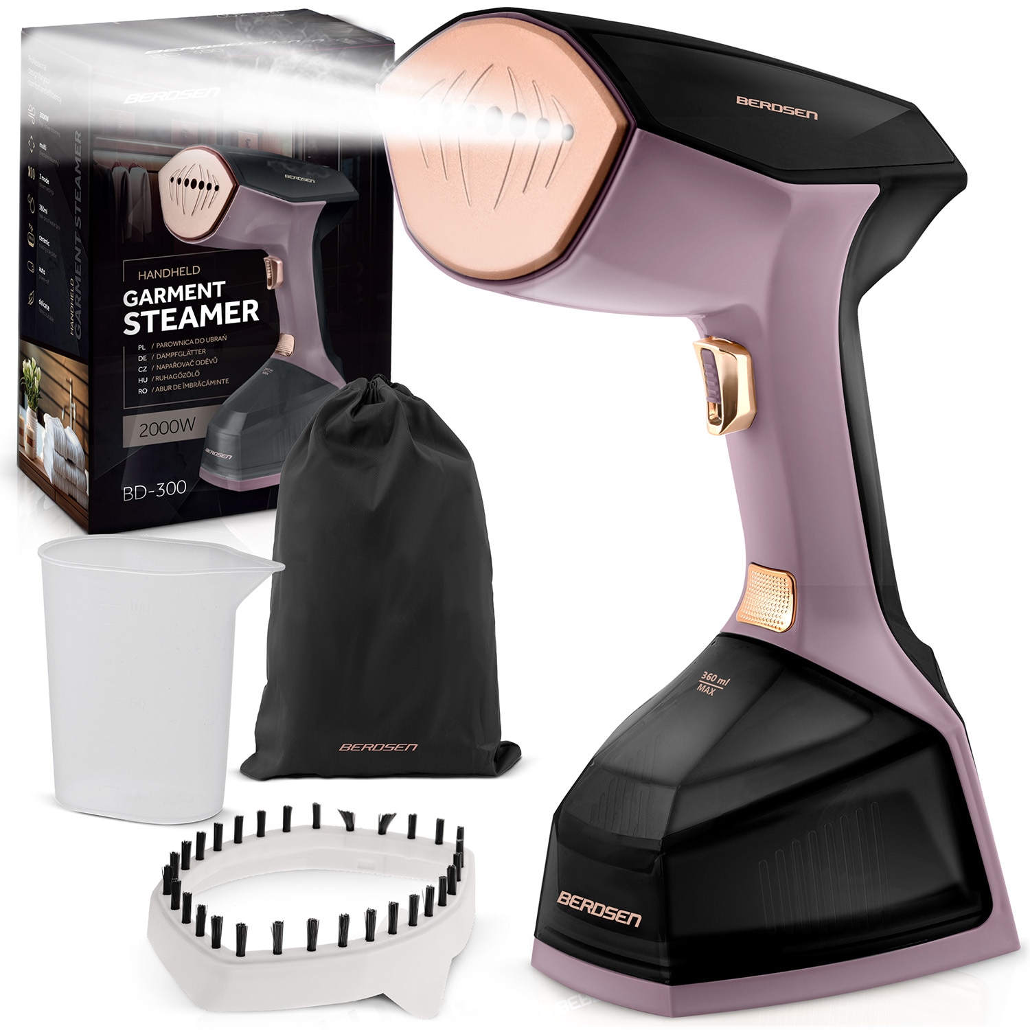 Aparat de calcat cu abur Berdsen, 2000 W, 45 g/min, rezervor 360 ml
