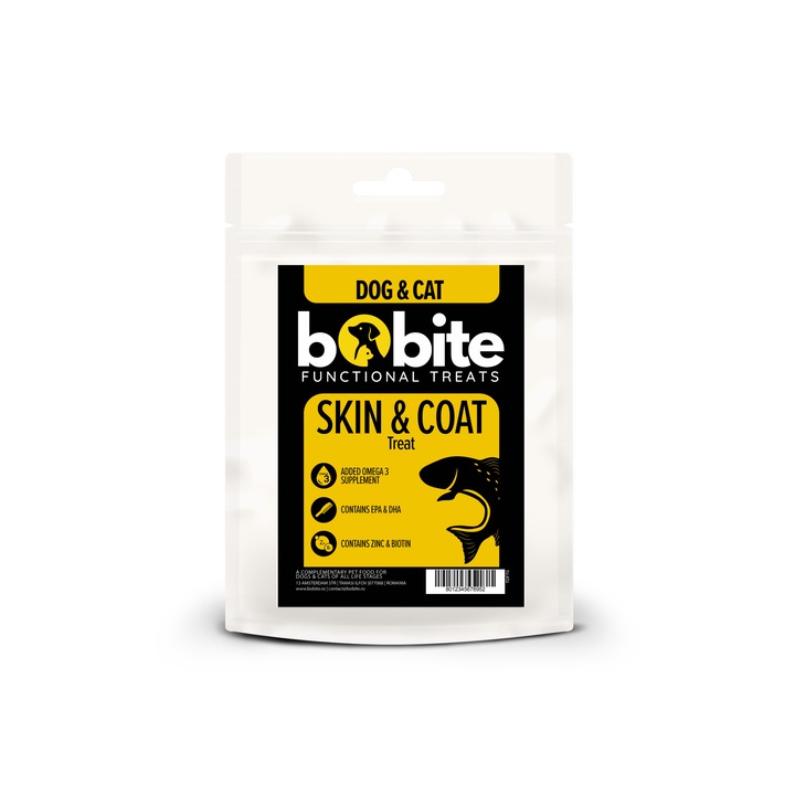 Bobite Функционални Лакомства, Снакс за кожа и козина - Кучета и Котки, 70гр