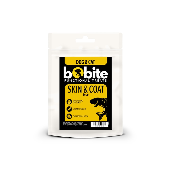 Bobite Функционални Лакомства, Снакс за кожа и козина - Кучета и Котки, 70гр