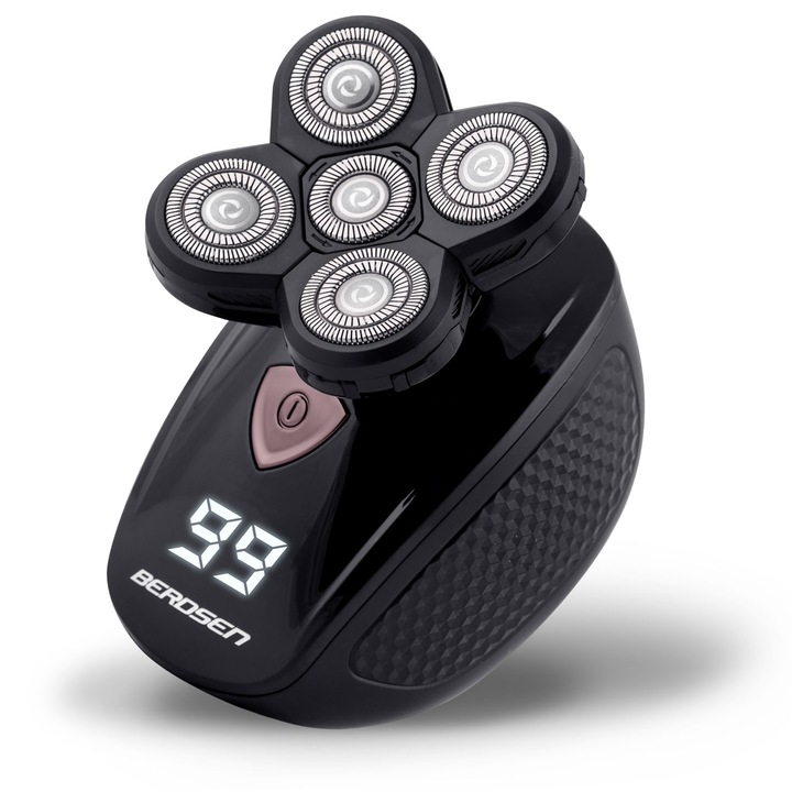 Aparat de ras electric Berdsen BD-265, 5 in 1, 5 capete functionale, incarcare USB-C, waterproof, negru