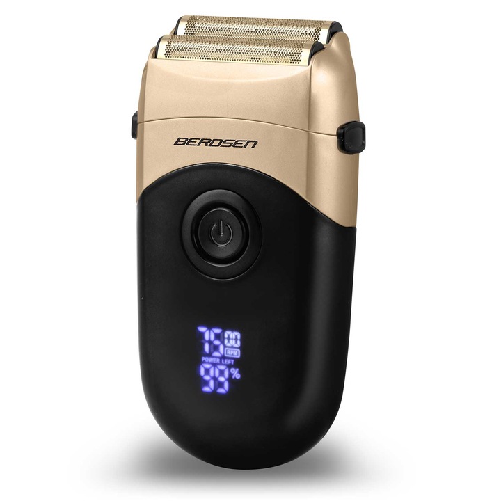 Aparat de ras electric Barber Master, Berdsen BD-266, 60 minute autonomie, incarcare rapida USB-C, negru/auriu