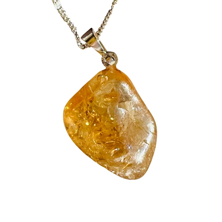 Pandantiv citrin 2-2.5 cm, calitate AA, Druzy, pietre semipretioase