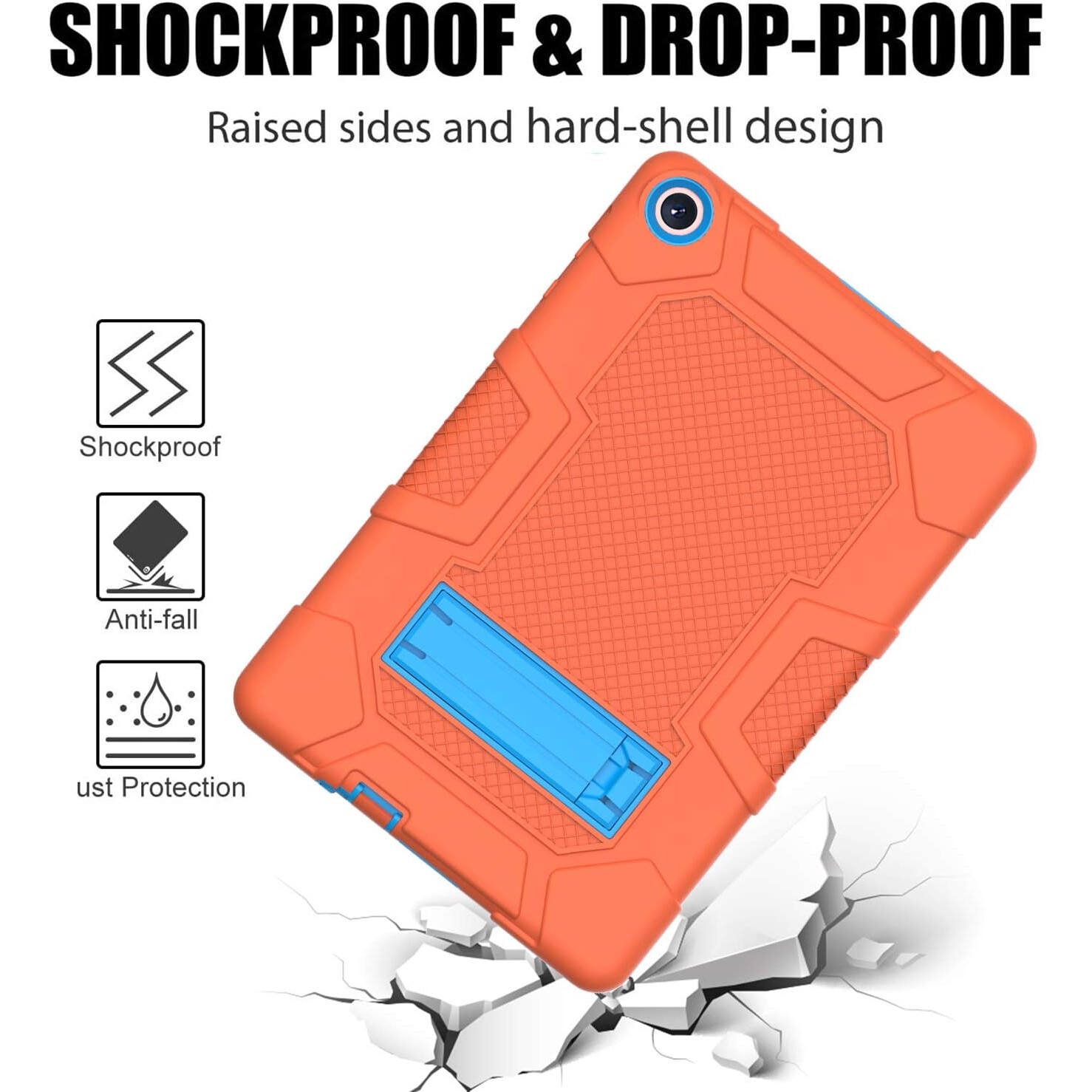 Husa tablete, 3 straturi protectie, port incarcari cu capac, portocalie, Samsung Galaxy Tab A 10.1"