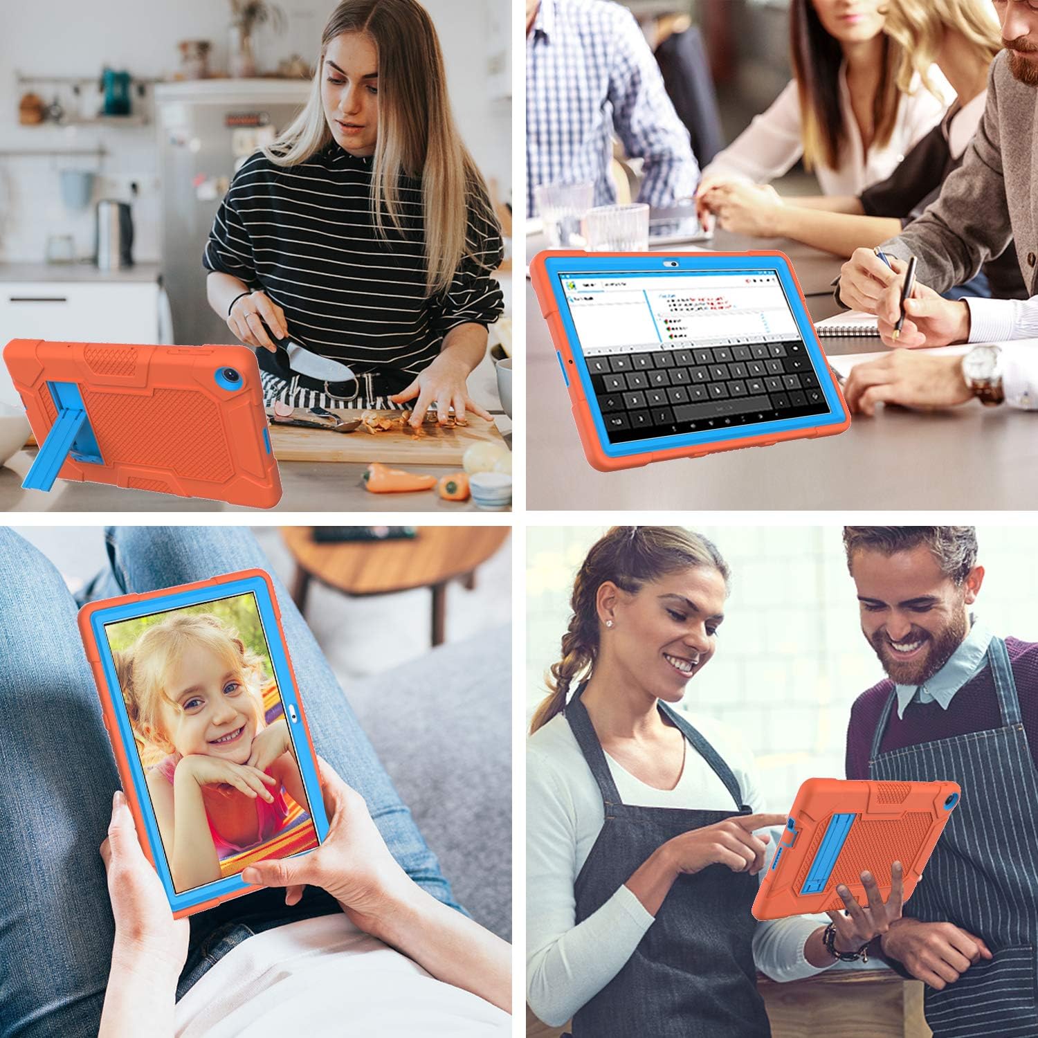 Husa tablete, 3 straturi protectie, port incarcari cu capac, portocalie, Samsung Galaxy Tab A 10.1"