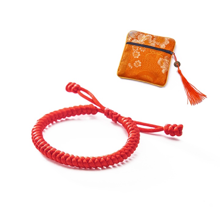 Kézzel készített tibeti selyem újszülött karkötő, bőrbarát, állítható méretű, gyönyörű kézzel készített ajándéktáska csomagolás (narancs)