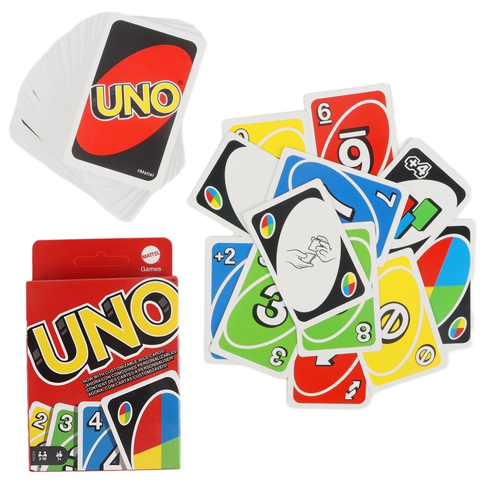 Комплект карти за игра WILD UNO, настолна игра UNO, 2-10 играча, 7 години+, за деца или възрастни, многоцветна