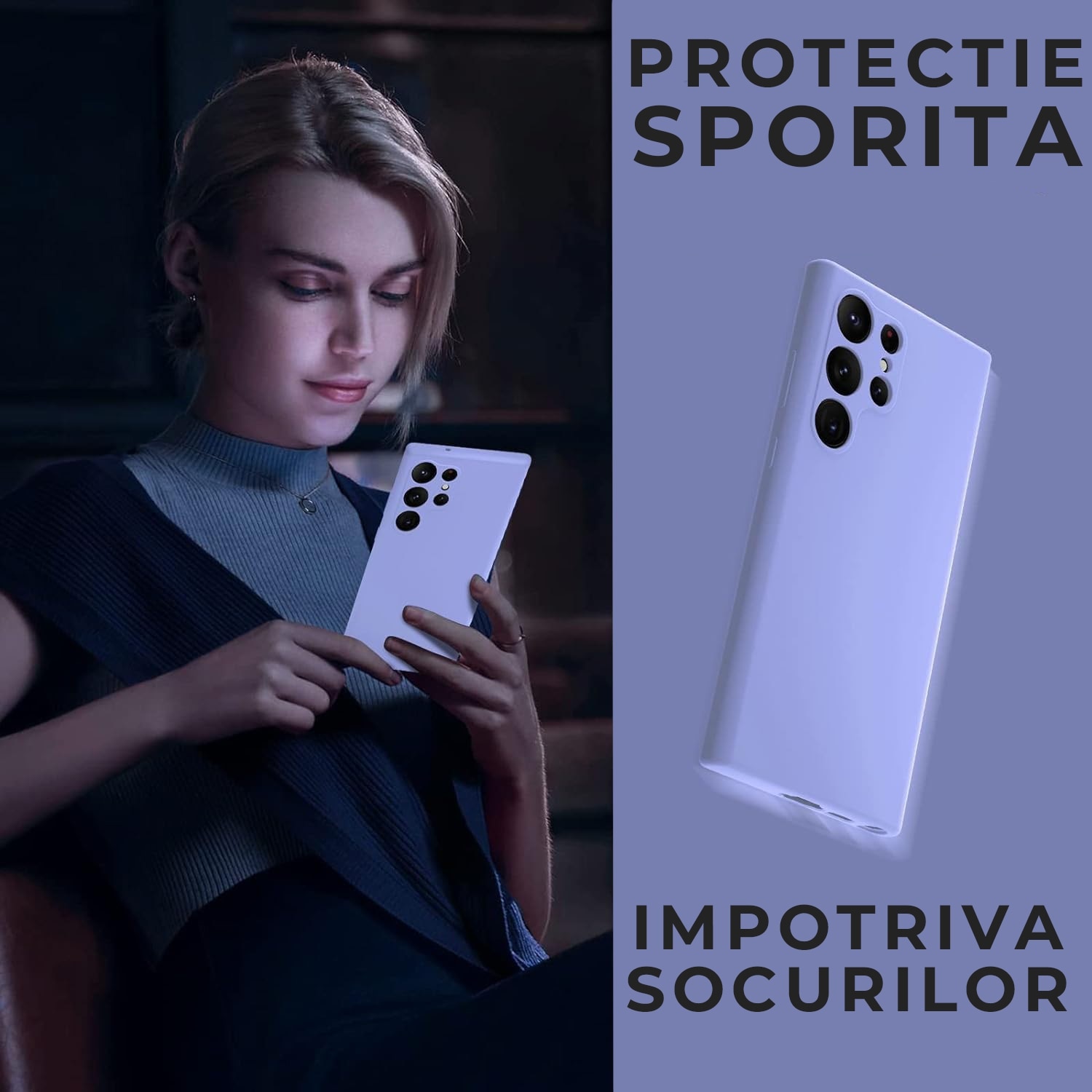 Husa pentru Samsung Galaxy S25 Ultra Daden® Silicon SoftFlex, Ultra Slim, Protectie sporita, Interior de microfibra, Mov