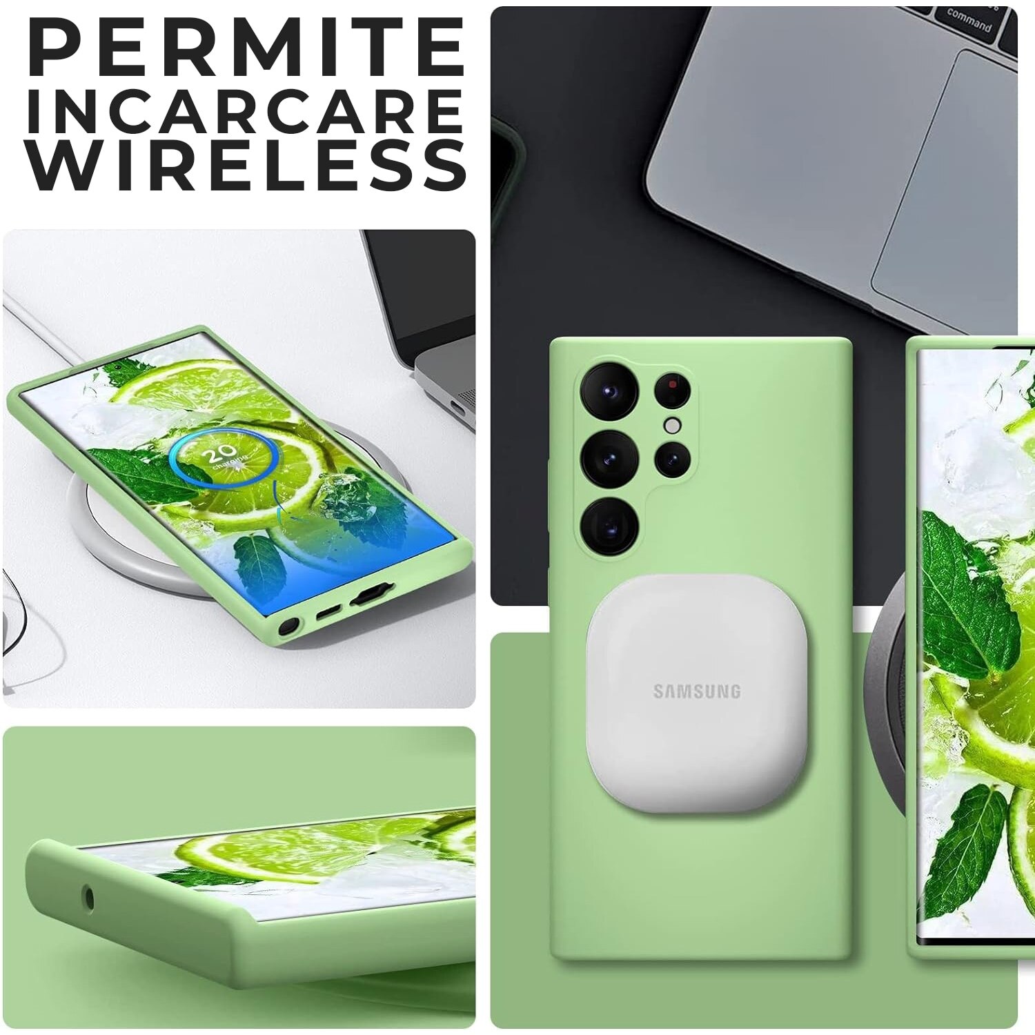 Husa pentru Samsung Galaxy S25 Ultra Daden® Silicon SoftFlex, Ultra Slim, Protectie sporita, Interior de microfibra, Verde matcha