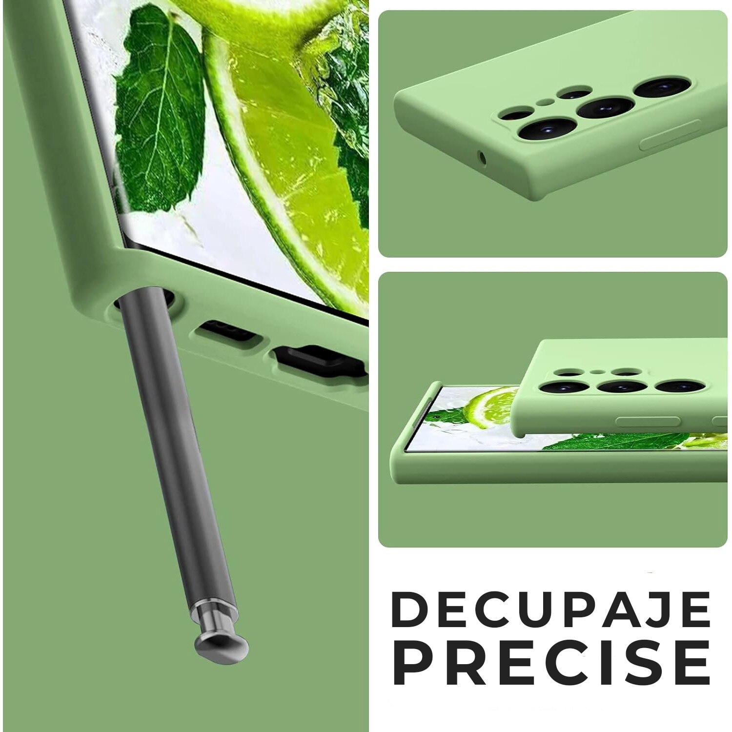 Husa pentru Samsung Galaxy S25 Ultra Daden® Silicon SoftFlex, Ultra Slim, Protectie sporita, Interior de microfibra, Verde matcha