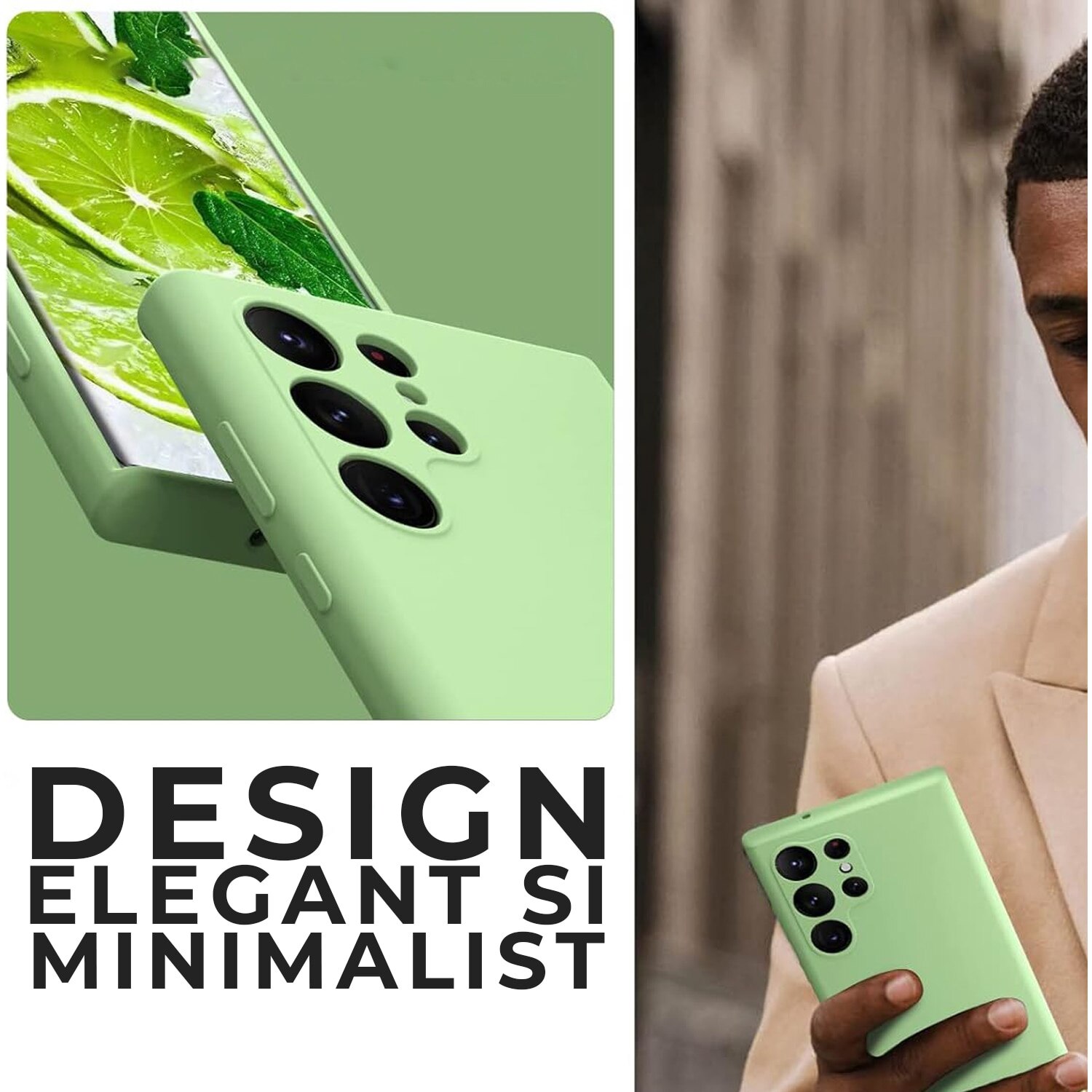 Husa pentru Samsung Galaxy S25 Ultra Daden® Silicon SoftFlex, Ultra Slim, Protectie sporita, Interior de microfibra, Verde matcha
