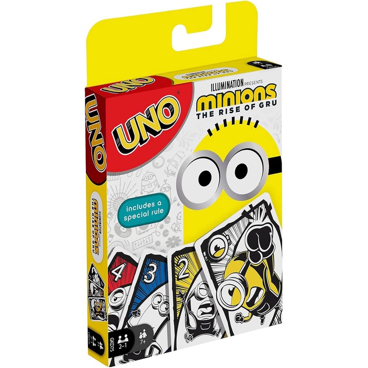 Комплект карти за игра Minions UNO, настолна игра Minions UNO, 2-10 играча, 7 години+, за деца или възрастни, многоцветна