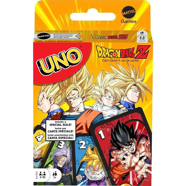OEM Klasszikus Uno játékkártya készlet - Dragon Ball, gyerekeknek vagy felnőtteknek, Dragon Ball Z Családi Társasjáték, 2-10 Játékos, 7 év felett, Többszínű