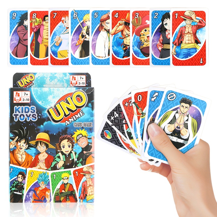 Комплект карти за игра Naruto UNO, настолна игра One Piece UNO, 2-10 играча, 7 години+, за деца или възрастни, многоцветна