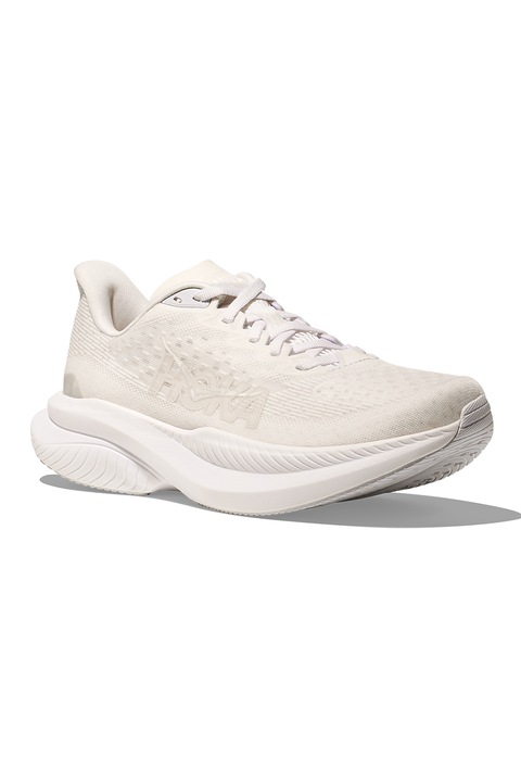 Hoka, Pantofi Mach 6 low-cut din material textil, pentru alergare, Alb fildes