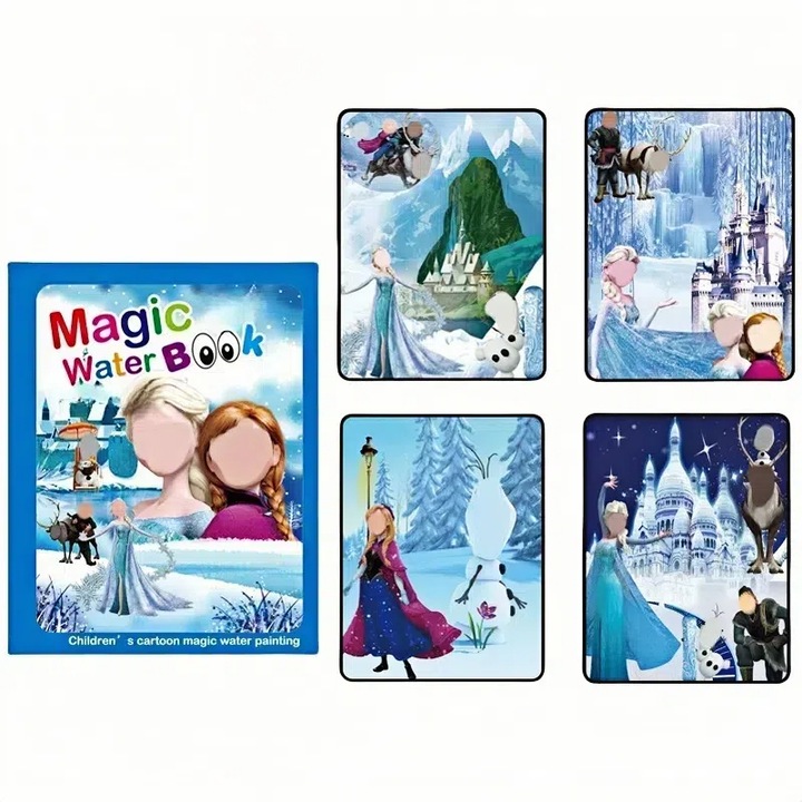 Carte de desen pentru copii, apa magica, reutilizabila, 18.6x15.5cm