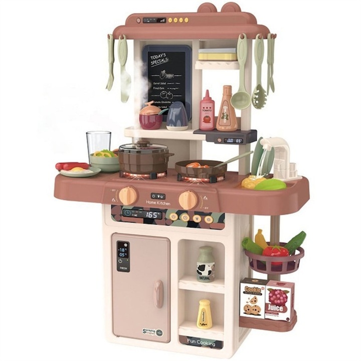 Gyerek szimulációs konyha szett 63cm, hang- és fényeffektusokkal, tartozékokkal, többszínű