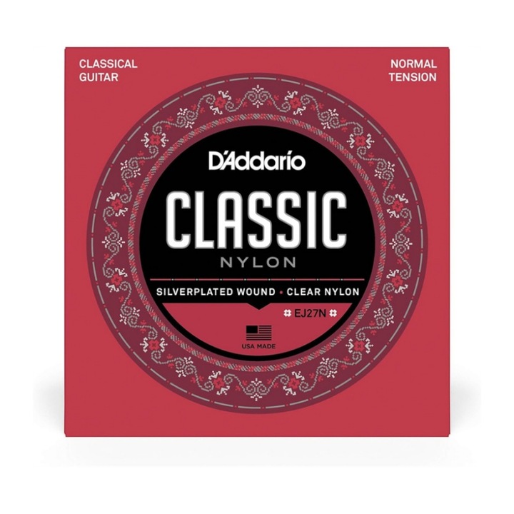 Комплект струни за класическа китара, D'Addario, найлон, нормално напрежение, 6 струни