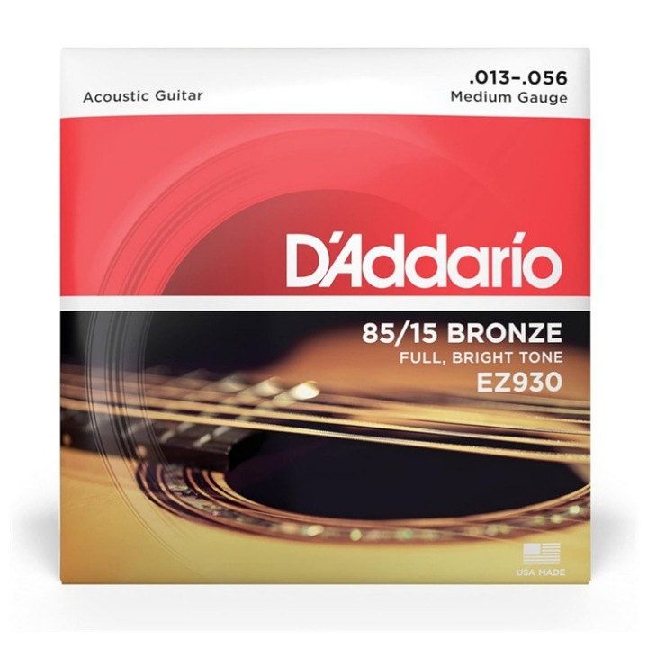 Комплект струни за акустична китара, D'Addario EZ930, 85/15 бронз, калибър 13-56, 6 струни