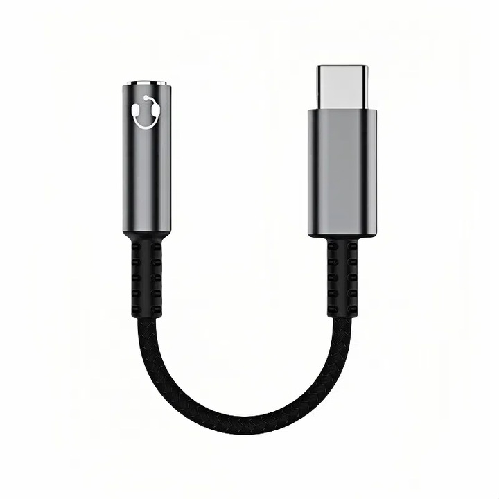 Adaptor audio pentru telefon, USB Type C - Jack 3.5 mm, Argintiu，13.5cm