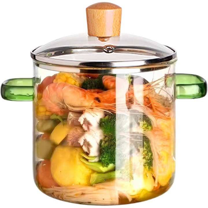 Стъклен тиган MOROVAN, вместимост 2.3L, термоустойчив, с двойни дръжки, прозрачен