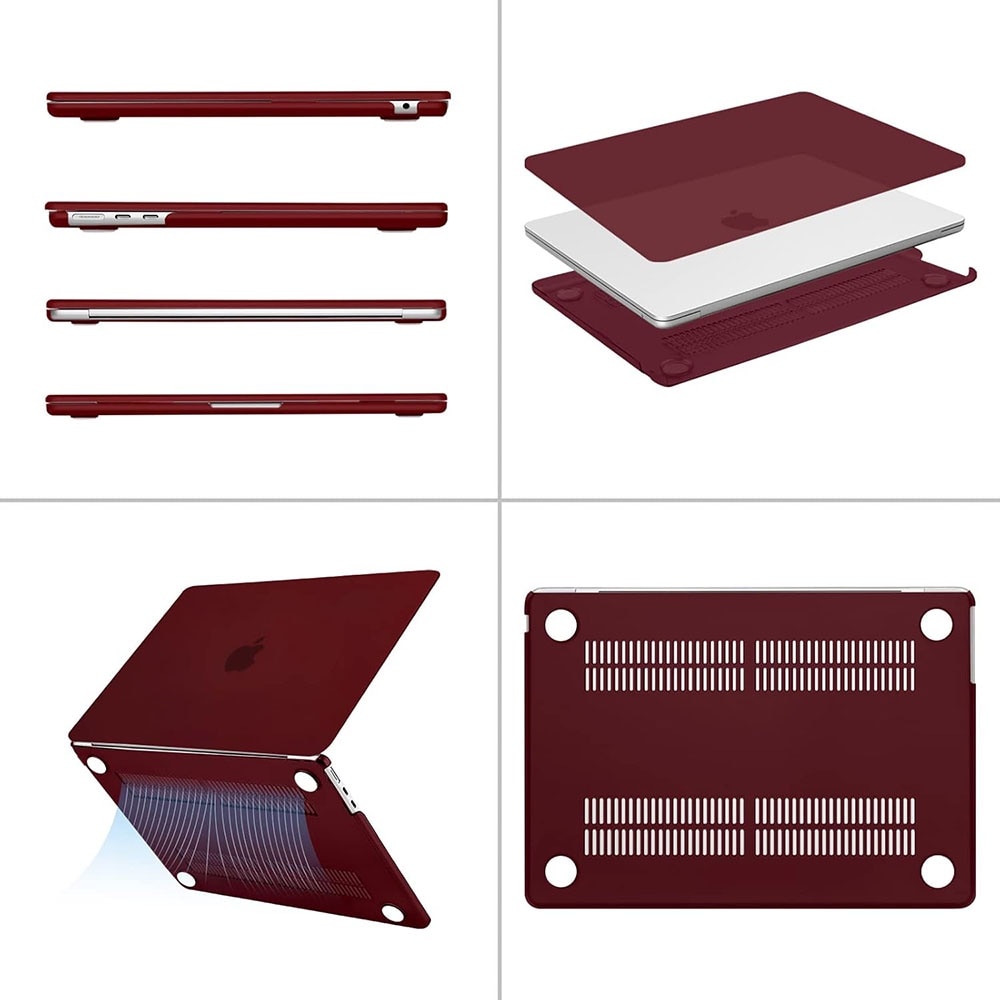 Husa laptop, Generic, Pentru MacBook Air 13.6-inch, PVC, Burgundiu