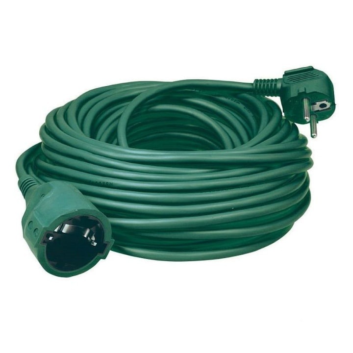 Cablu Prelungitor Datamaxx 1 priza cu cupla, IP20, 3 X 1.5 mmp, 3680W, 10 metri, verde