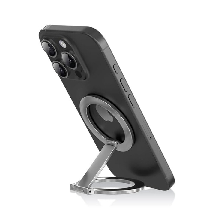 Mágneses telefontartó, sunvo, 360°-ban forgatható, kompakt kialakítás, ezüst