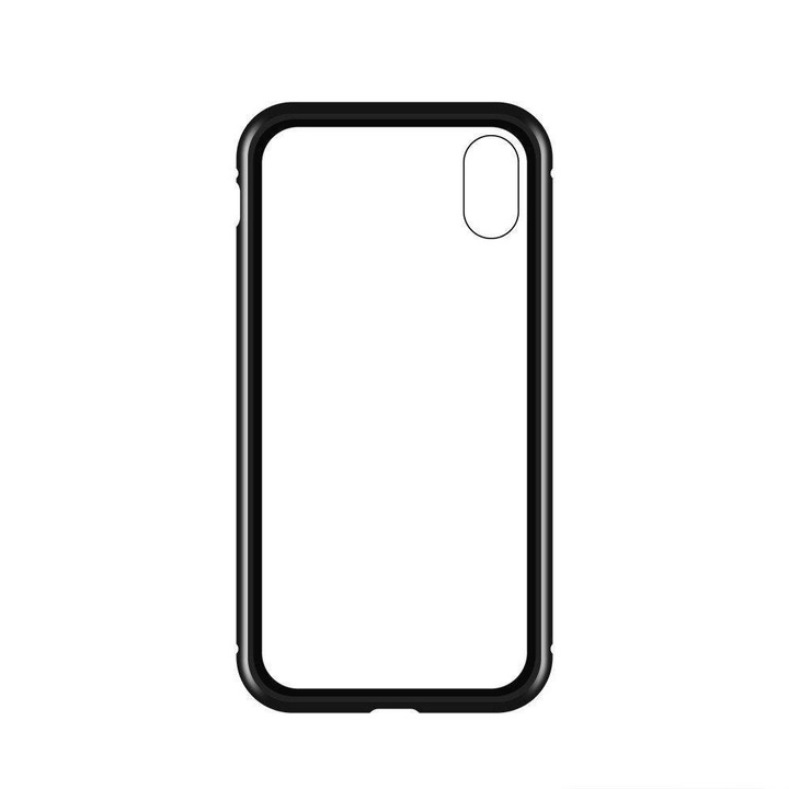 Wozinsky teljes mágneses tok teljes test elülső és hátsó telefontok beépített üveggel Samsung Galaxy A72 4G fekete átlátszó
