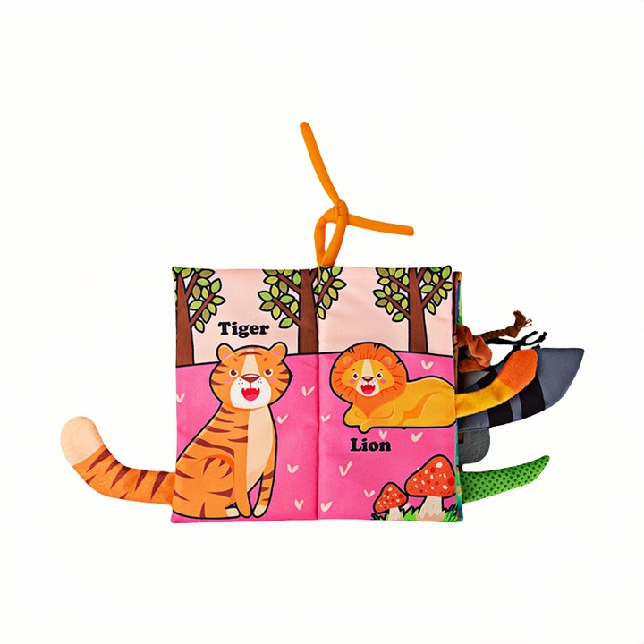 Carte interactiva pentru bebelusi, Animal World, 6 pagini, 22x11cm, cu sunete