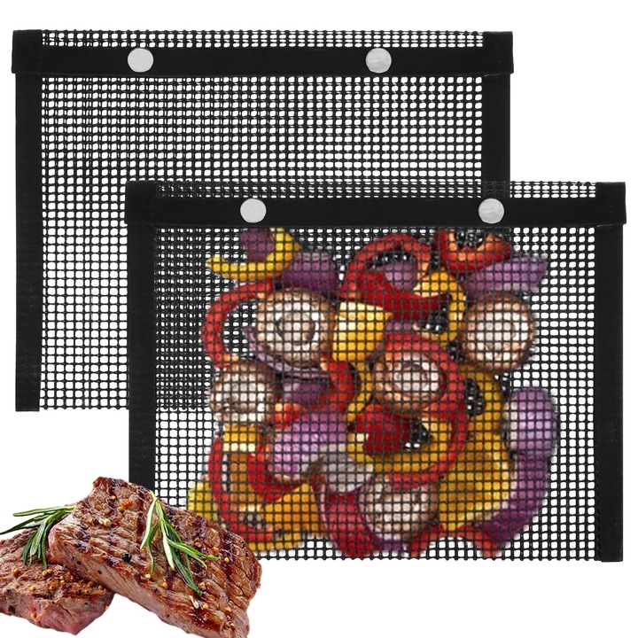 2 db grilltáska készlet, Taipintee, újrafelhasználható, hőálló, fekete
