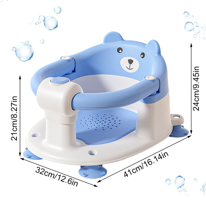 Бебешка седалка за баня, Taipintee, с вендузи, синя, 41x32x24см