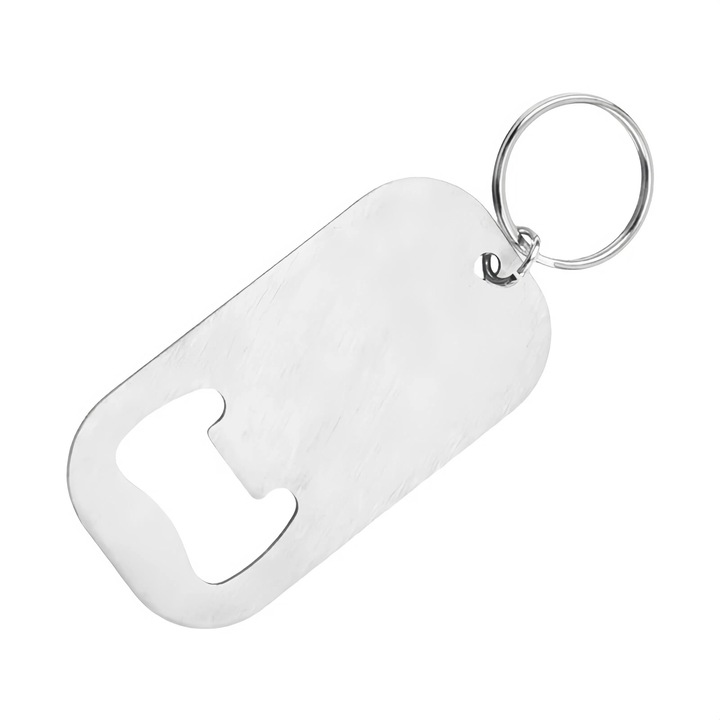 Többfunkciós kulcstartó sörnyitóval, rozsdamentes acél, 7x3,8cm