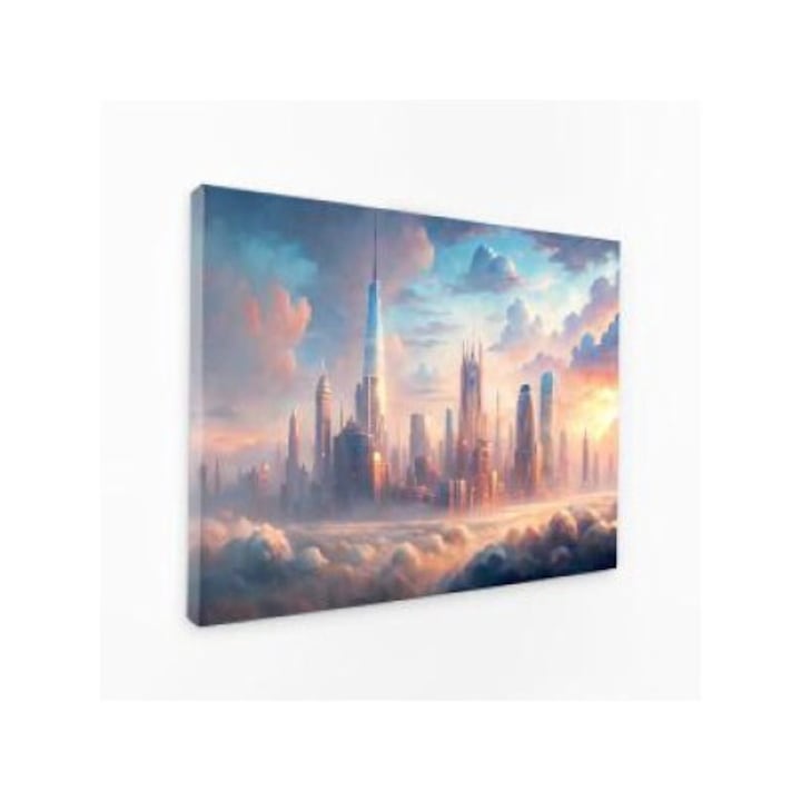 Картина на платно - Techno City Светещ хоризонт - 40x60 см