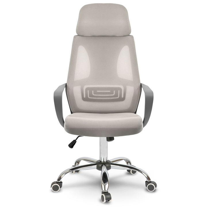 Scaun birou SOFOTEL Praga, microfibra, reglabil, gri deschis, 128x64x83cm