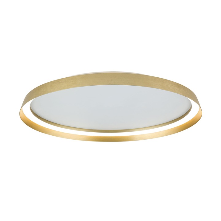 LED mennyezeti lámpa MANTA, Vas talp, Matt arany búra, LED szalag lámpabúra 38W/2700lm/3CCT Meleg-semleges-hideg fény, Szabályozható, Átmérő 60cm, Magasság 7cm IP20 ORION