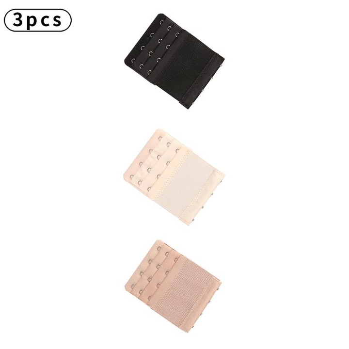Set 3 Extensii Elastice pentru Sutien, multicolor, 9.7x7.5cm, 3 Randuri, 4 Carlige