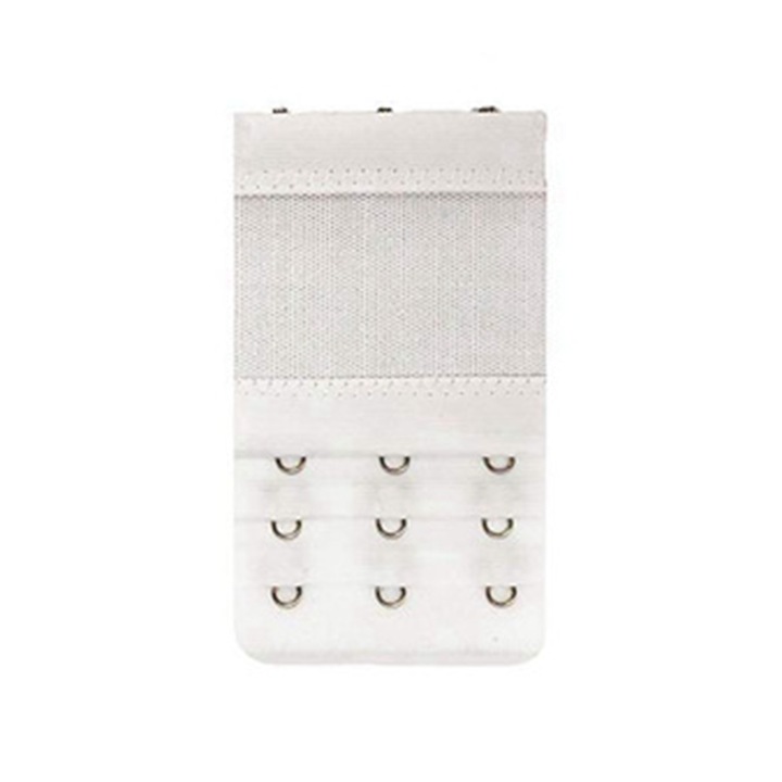 Extensie elastica pentru sutien, 3 randuri, 3 carlige, 9.5x4.5cm, poliester/inox, alb