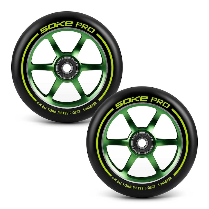 Soke robogó kerekek, 110 mm, zöld