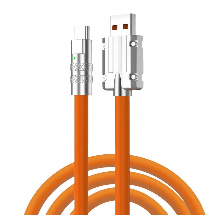 Cablu de date TYPE-C Speed Pioneer 120W, 6A, TPE, zinc, portocalie, 1.5m