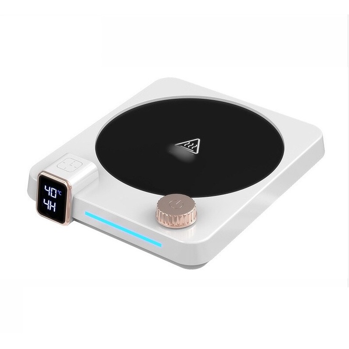 Elektromos italtartó, fűtés, 9 hőmérséklet, állandó hőmérséklet, időzítő, foglalás, vezérlőgomb, automatikus leállítás, 40W, fehér