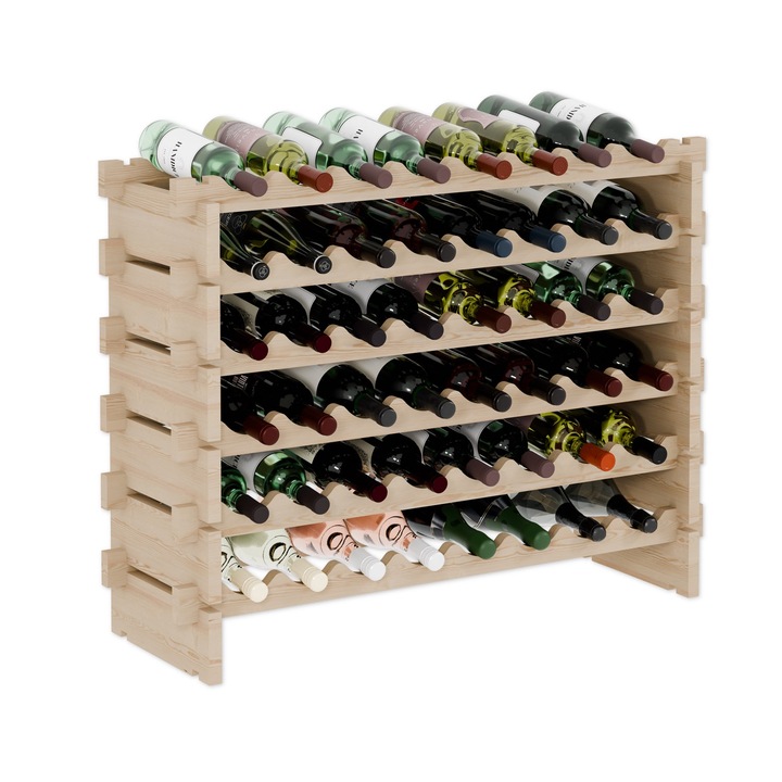 Lenmar prémium fa bortartó palackokhoz, RW-STK, 48 palack, 6 napozóágy, 68, 3 x 90 x 30 cm, bézs, bor, palacktartó, alagsori polc, polcok, palacktartó