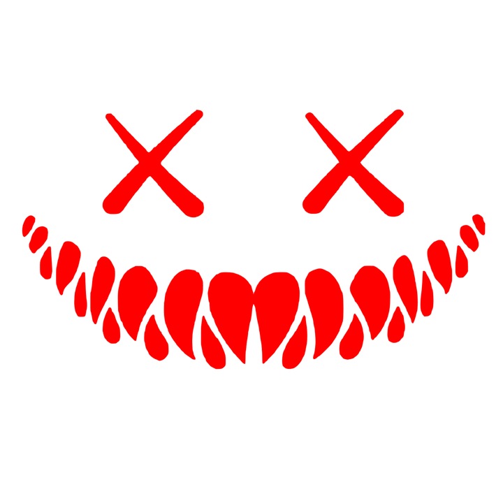 Sticker luneta sau caroserie Demon, rosu, 20cm