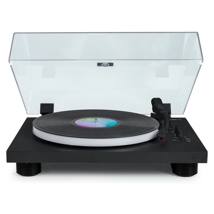 Грамофон Partybtdlight Bigben, с вградени Bluetooth високоговорители, LED осветление, BigBen, черен, 1