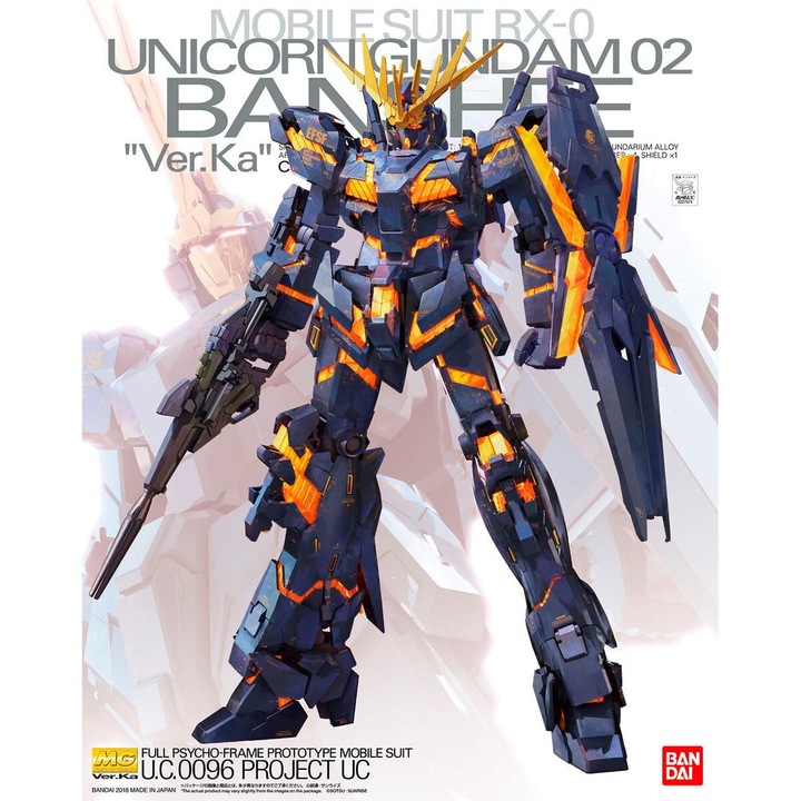 Фигурка Bandai MG 1/100 Unicorn Gundam 02 Banshee Ver.Ka, многоцветен, 18x25 см