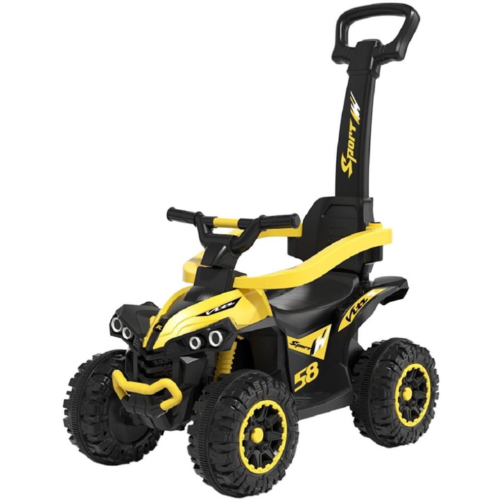 Мега триколка Baby Mix, жълта, със звукови ефекти, 5,2 кг, максимален капацитет 30 кг