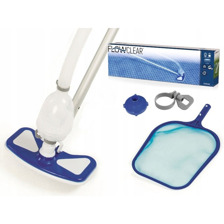 Set curatare piscina, Bestway, 279cm, albastru/alb
