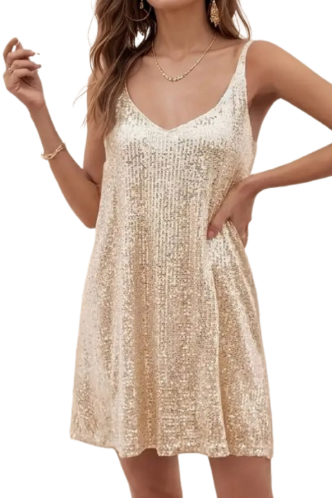 Рокля потник с пайети, Бежов